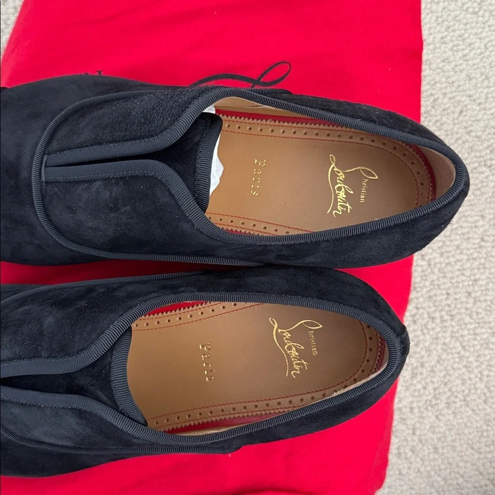 NWT-Christian Louboutin Black Suede Loafers - Picture 5 of 8